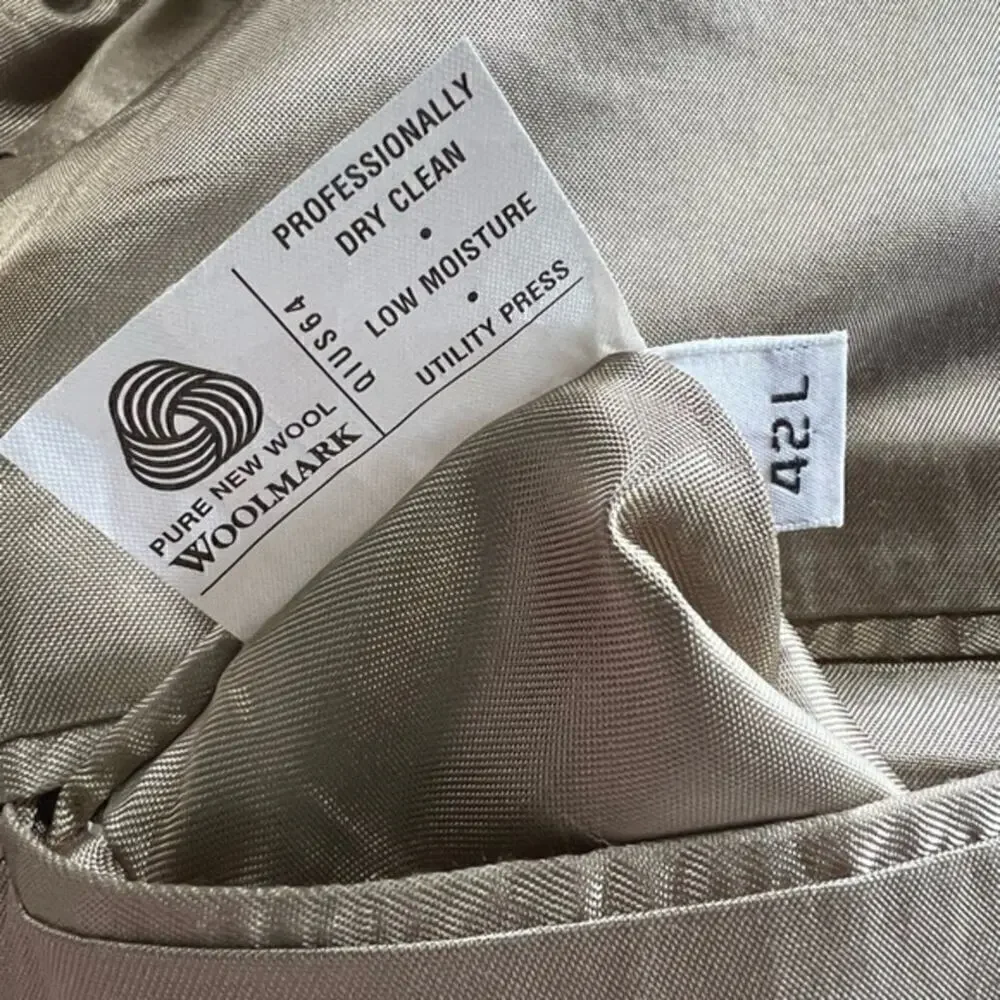 Burberry Tan Pure New Wool Single Breasted Men’s Sport Coat Blazer Jacket Sz 42L